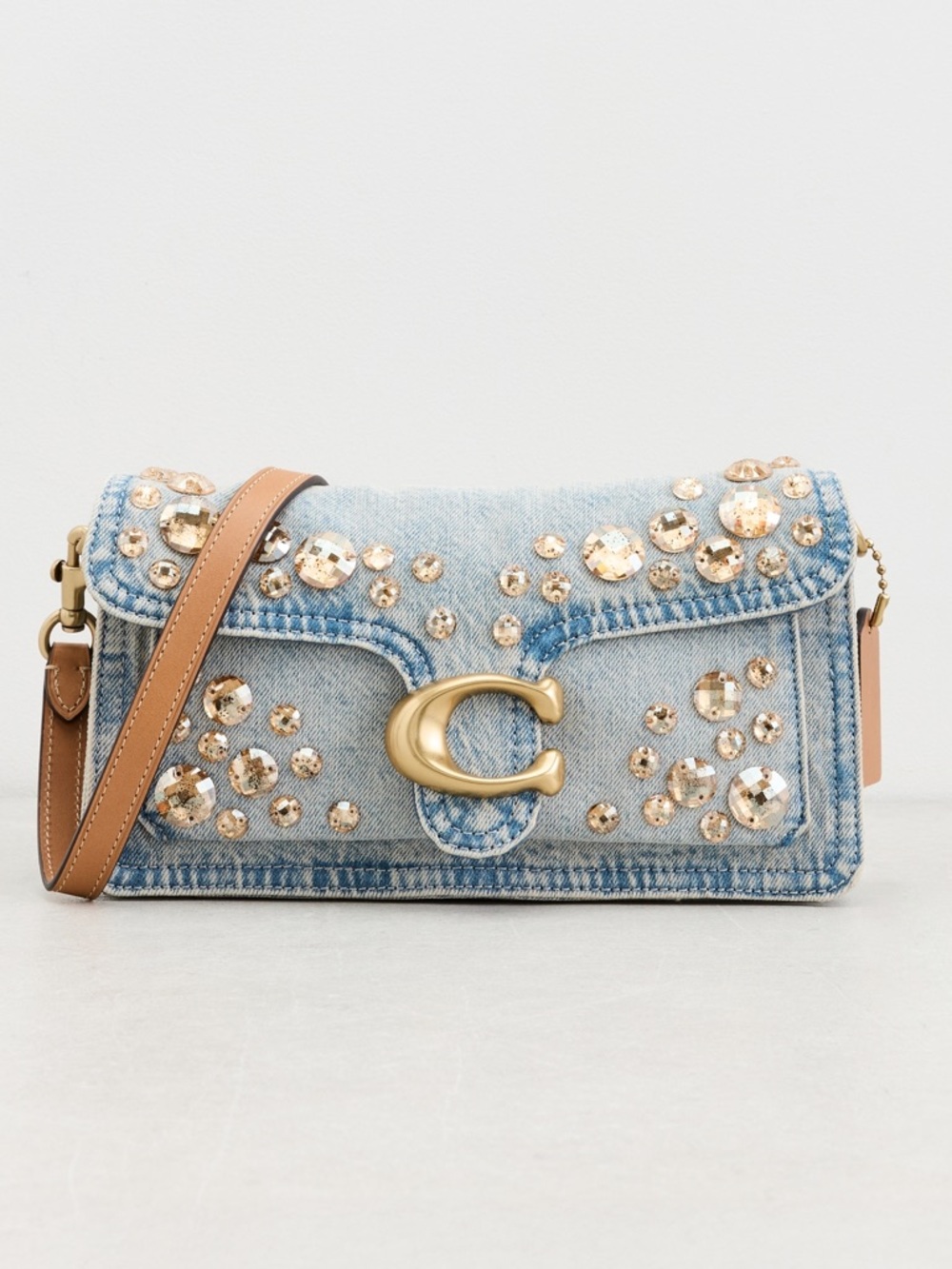 Coach Tabby 26 Denim Shoulder Bag Crystal Embellished Blue Gold Crossbody NWT - Picture 12 of 12